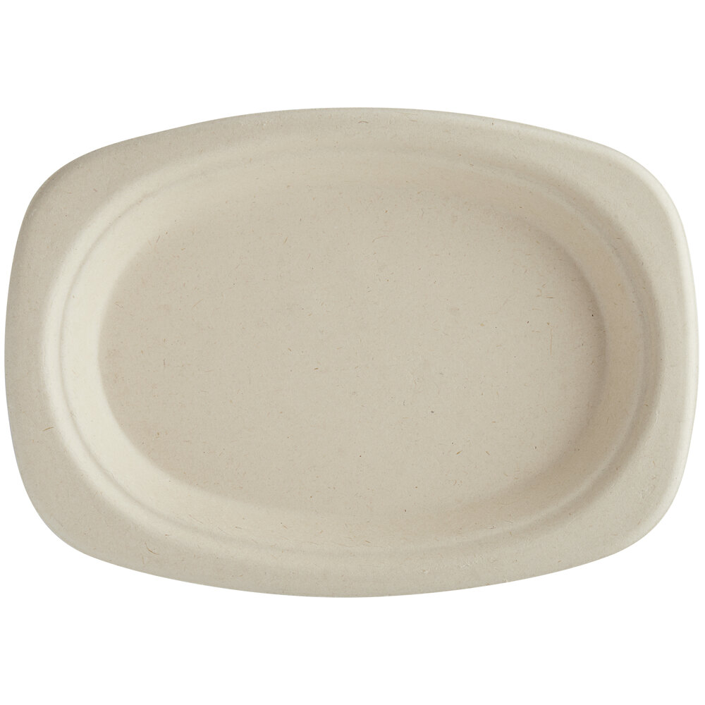 World Centric 9 3/16" x 6 1/2" Compostable Oval Plant Fiber Plate - 1,000/Case