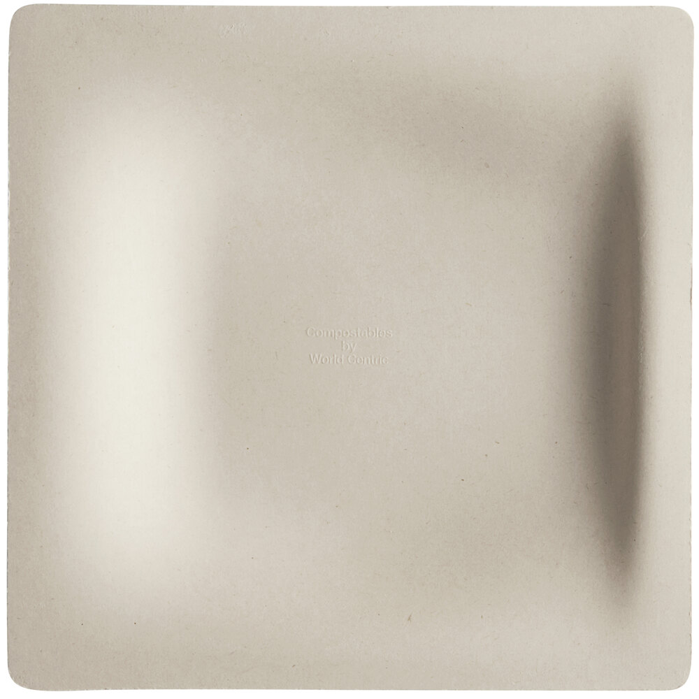 World Centric 10" No PFAS Added Square Compostable Plant Fiber Plate - 500/Case
