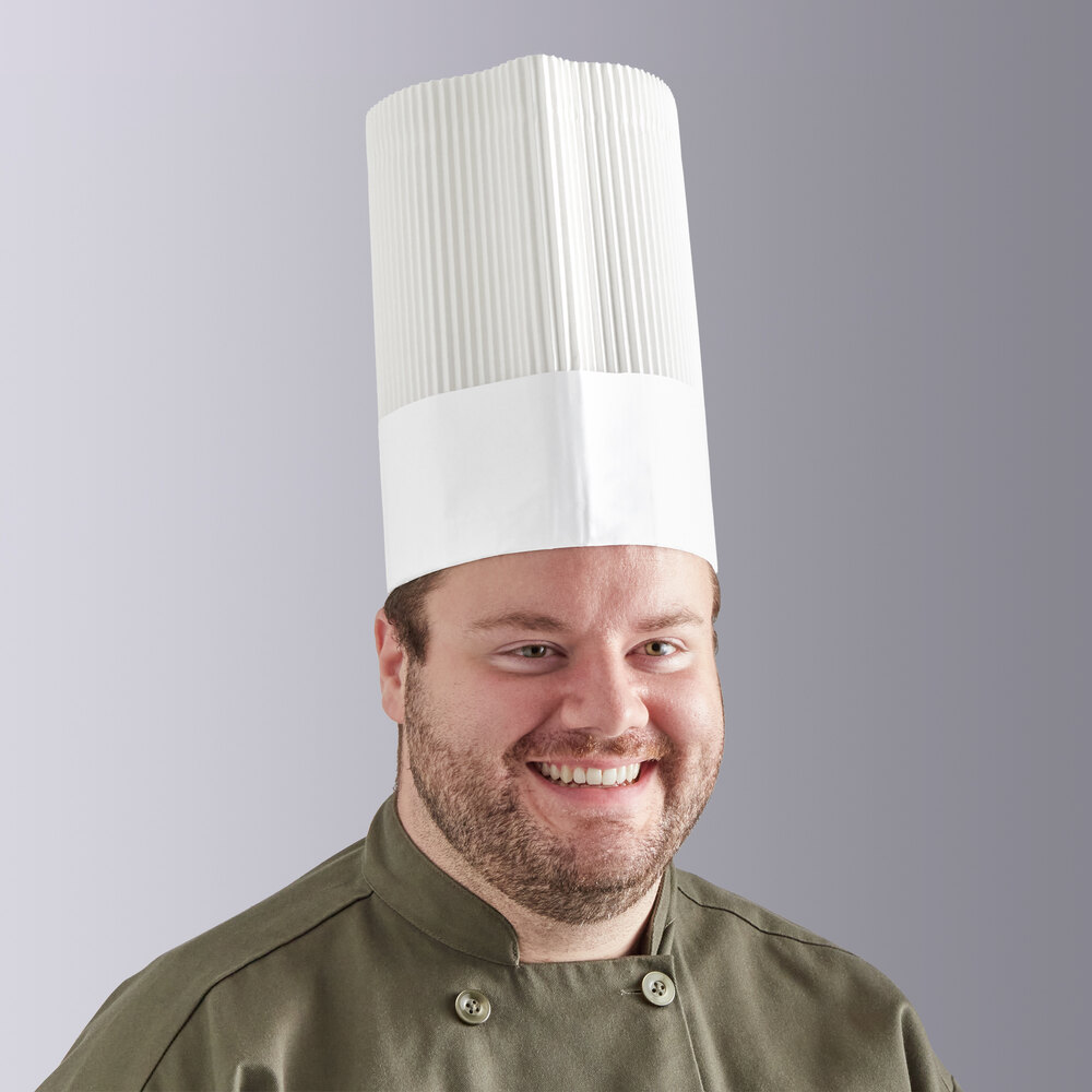 Choice 9" White Corrugated Disposable Chef Hat, Flat Pack - 50/Case