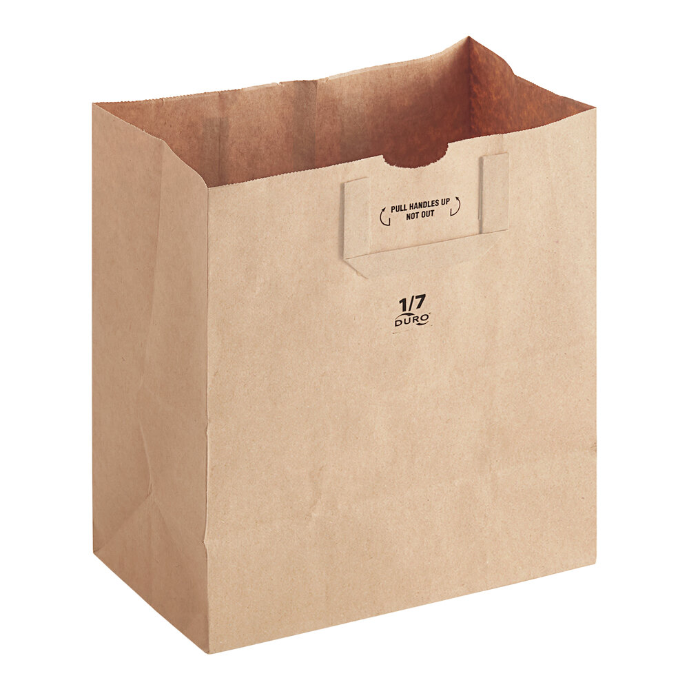 Duro 1/7 Brown Paper Barrel Sack with Flat Handles - 300/Case