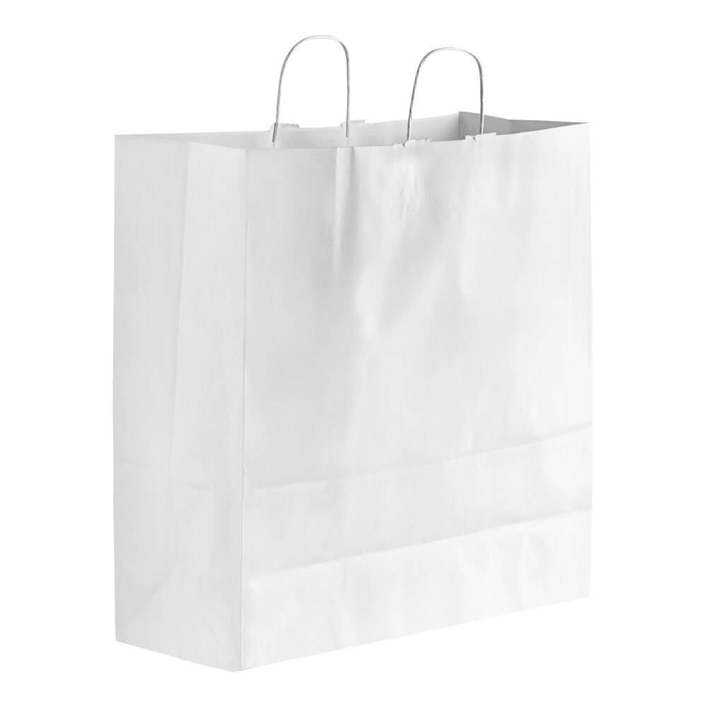 Duro Cargo 18" x 7" x 18 3/4" White Paper Shopping Bag with Handles - 200/Case