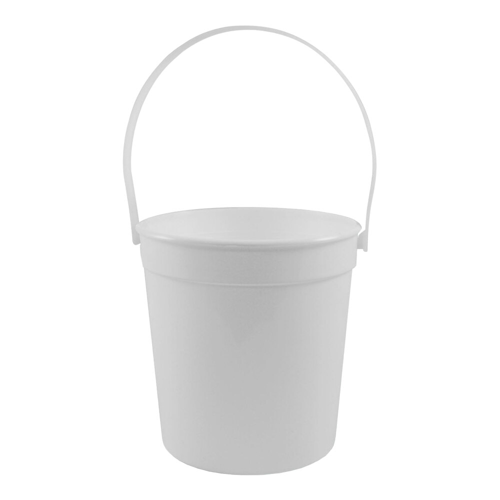 Howw Manufacturing 32 oz. White Customizable Plastic Drink Bucket with Clear Customizable Handle - 48/Case