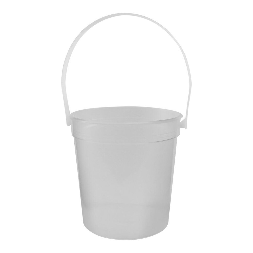Howw Manufacturing 32 oz. Clear Customizable Plastic Drink Bucket with Clear Customizable Handle - 48/Case