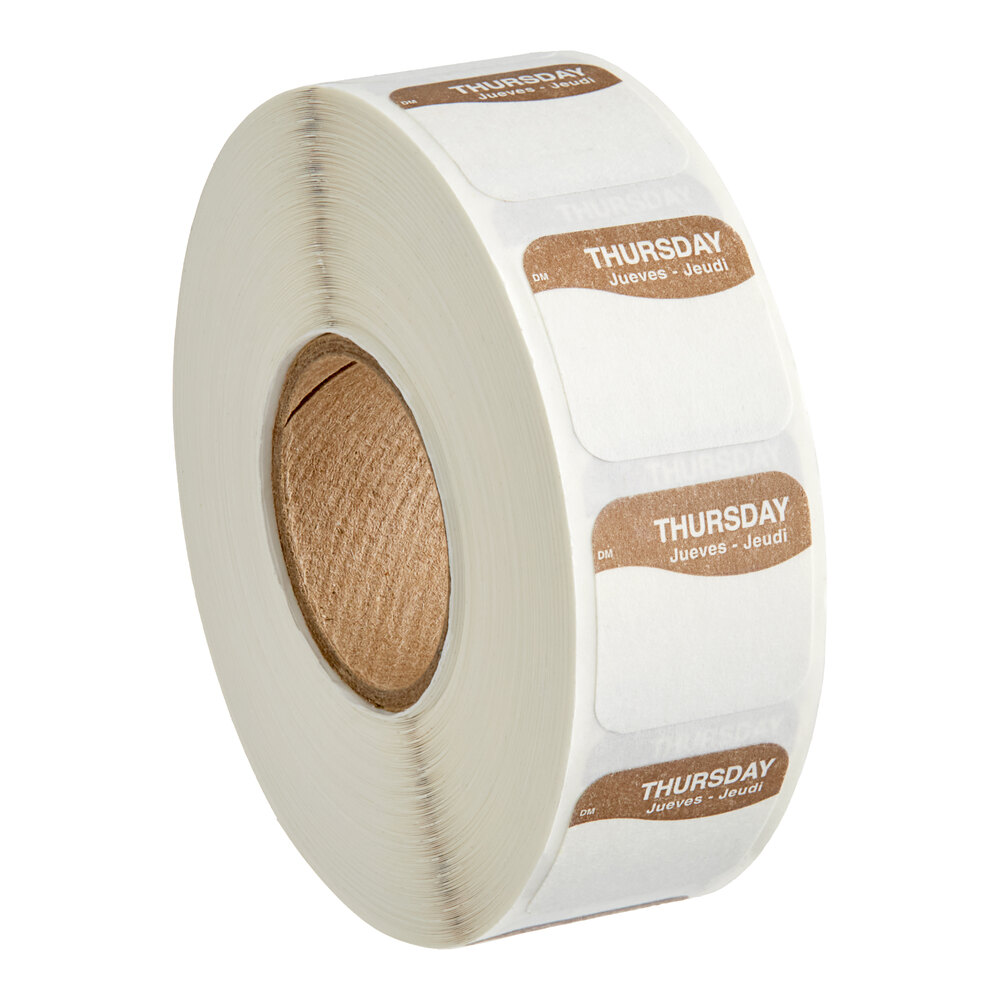 DayMark DissolveMark® 3/4" x 3/4" Dissolvable Thursday Day of the Week Label - 1,000/Roll