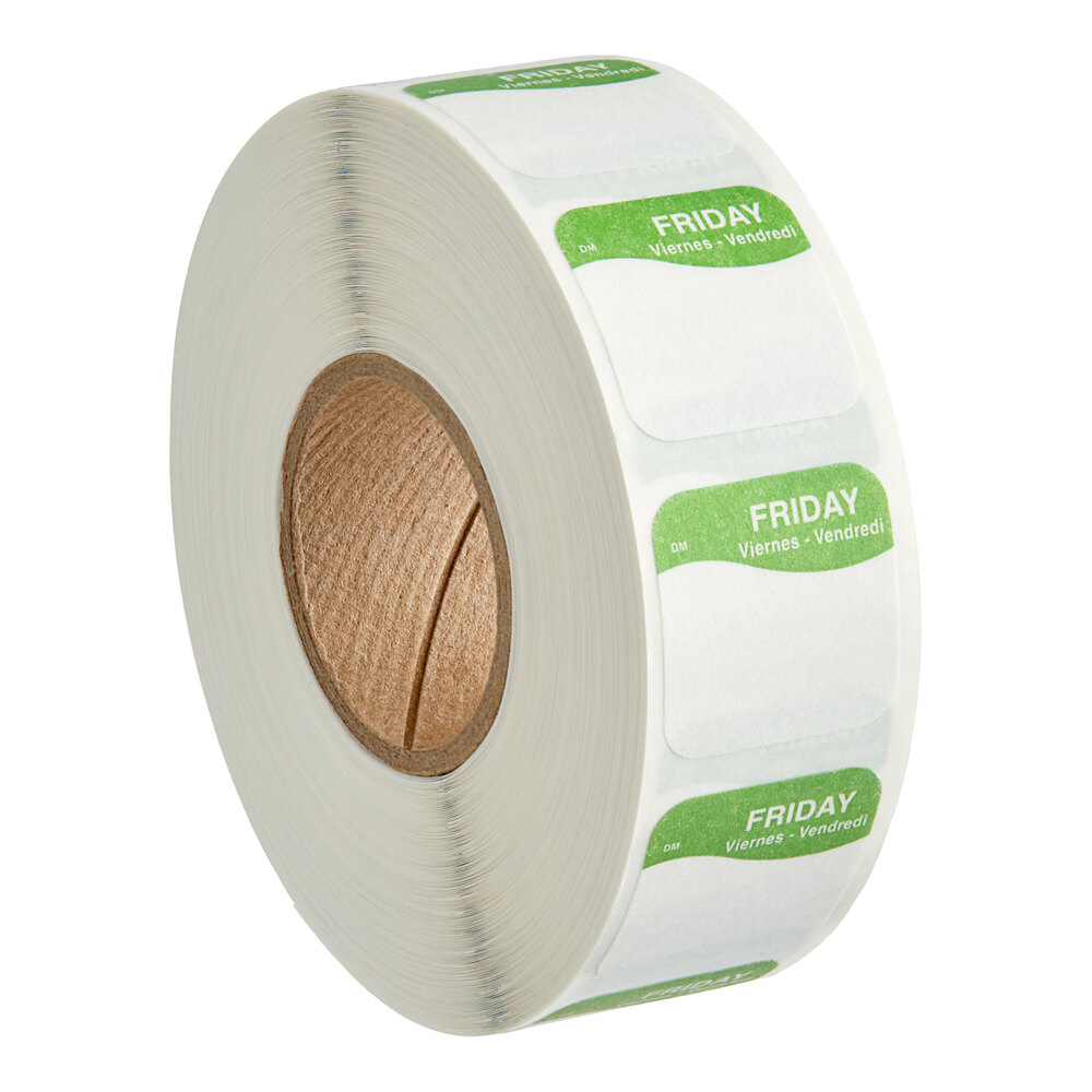 DayMark DissolveMark® 3/4" x 3/4" Dissolvable Friday Day of the Week Label - 1,000/Roll
