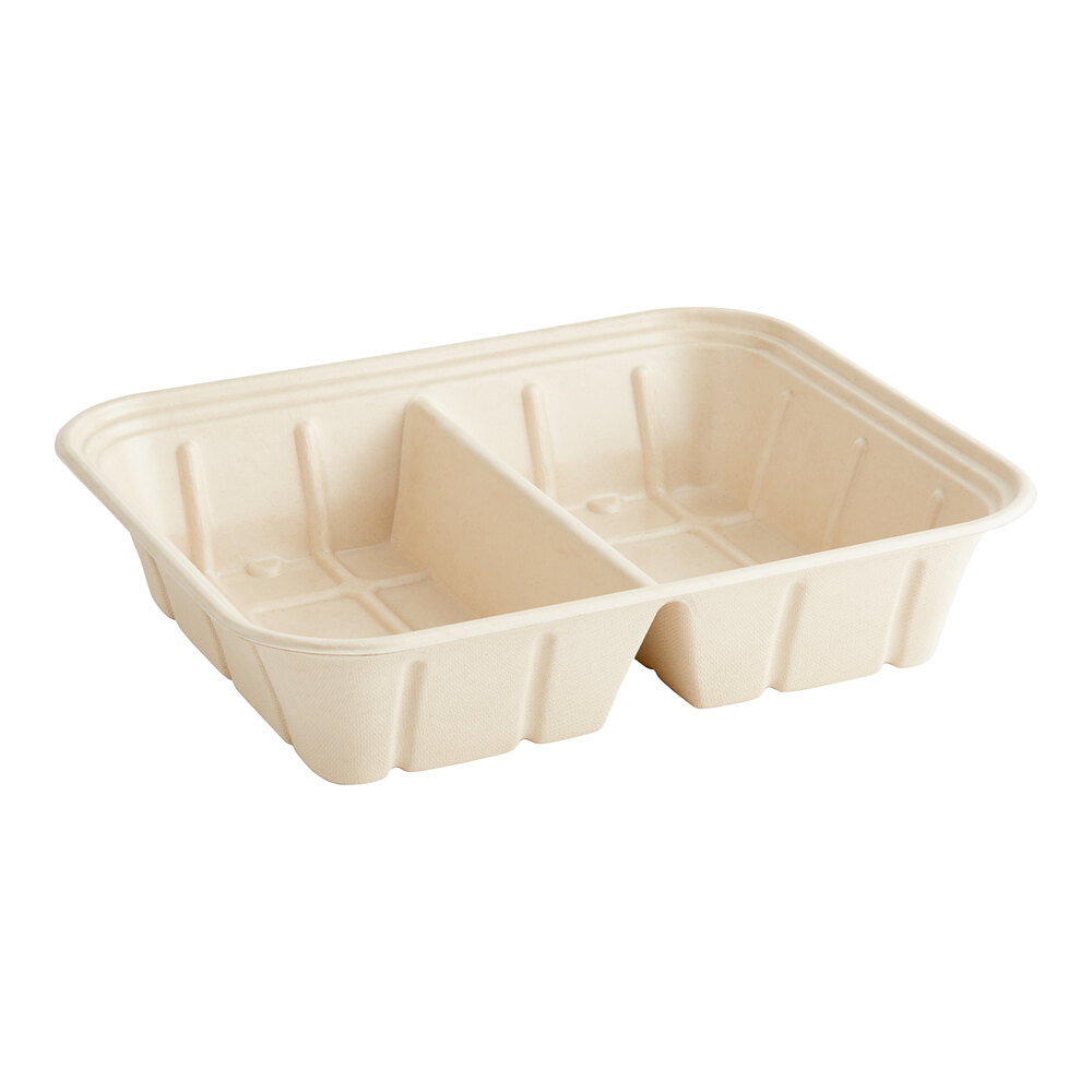 World Centric 112 oz. Compostable Fiber 2-Compartment Catering Pan - 200/Case