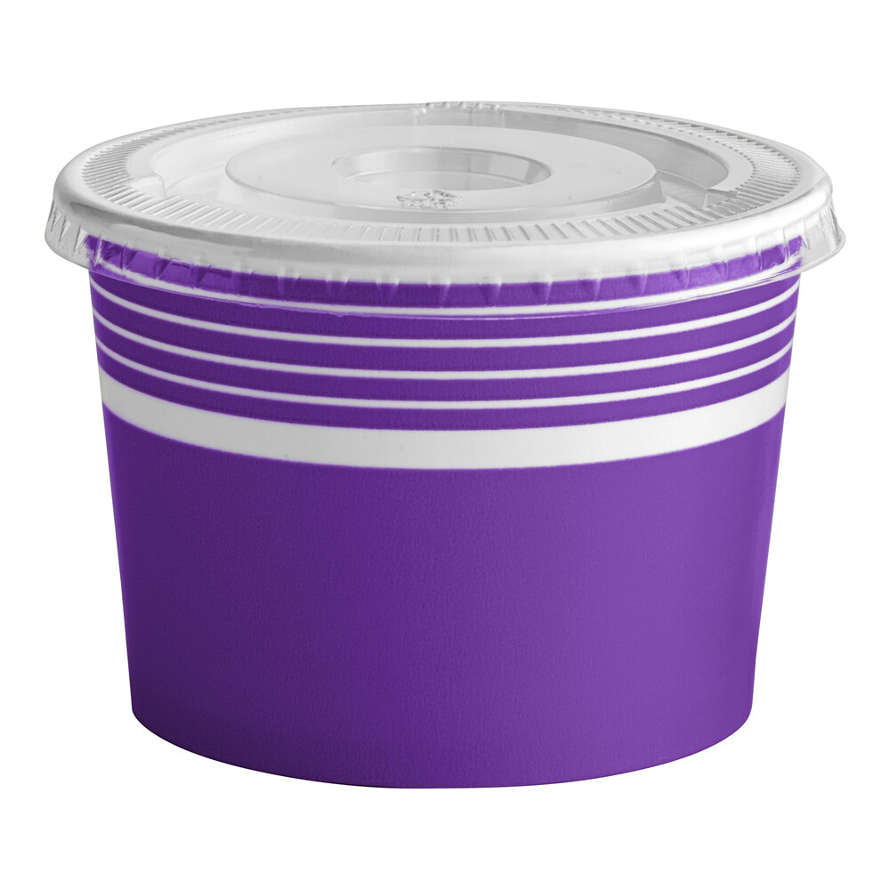 Choice 12 oz. Purple Paper Frozen Yogurt / Food Cup with Flat Lid - 50/Case