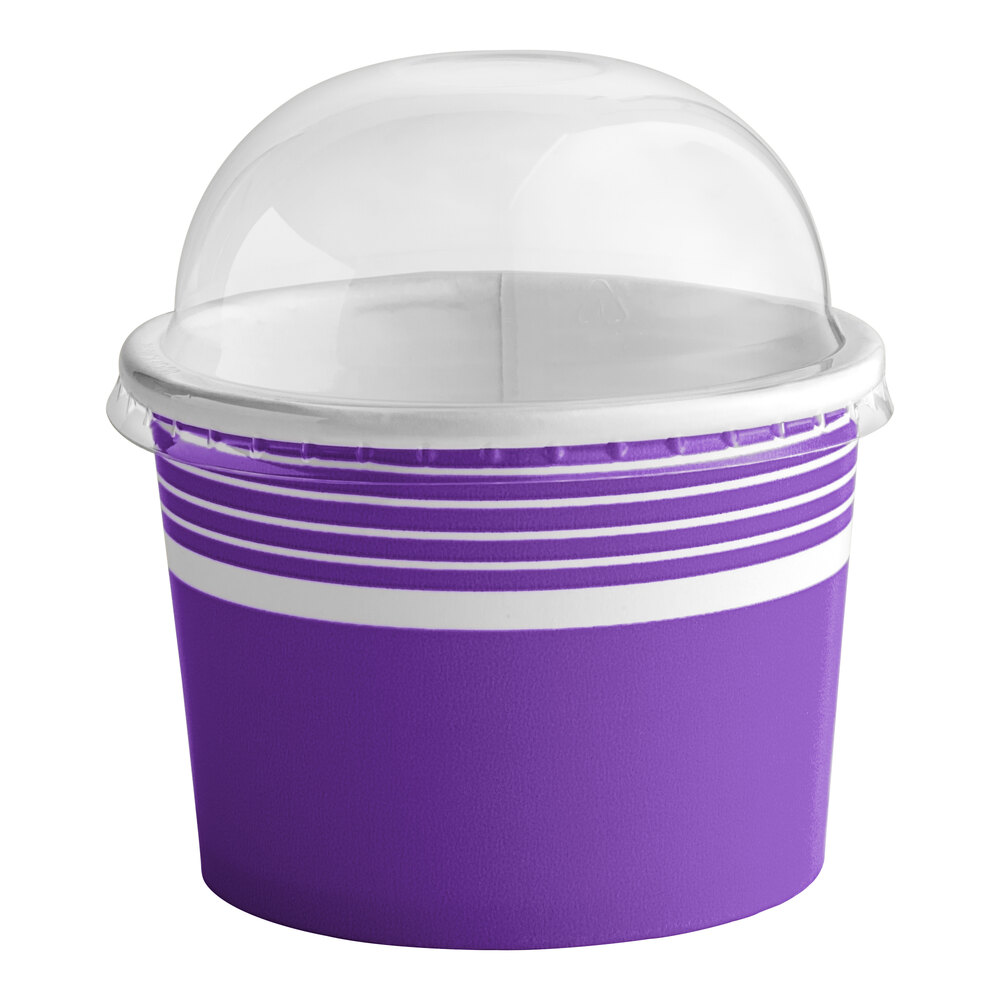 Choice 12 oz. Purple Paper Frozen Yogurt / Food Cup with Dome Lid - 50/Case
