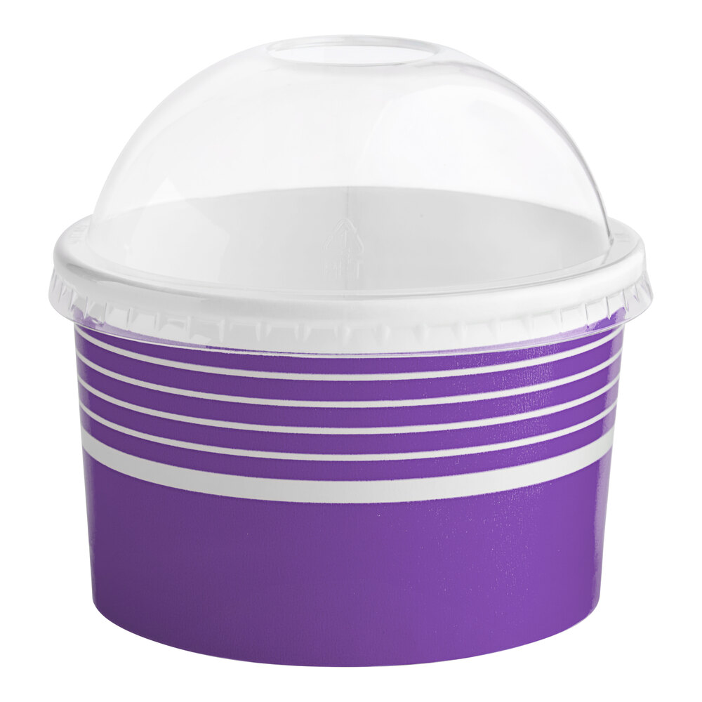 Choice 16 oz. Purple Paper Frozen Yogurt / Food Cup with Dome Lid - 50/Case