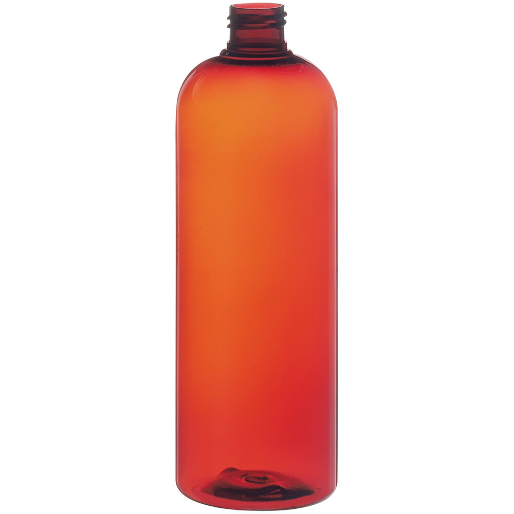 16 oz. Boston Round PET Amber Bottle - 60/Case