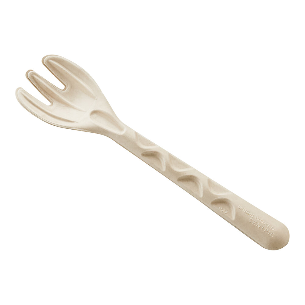 World Centric 10" Compostable Fiber Serving Fork - 50/Pack