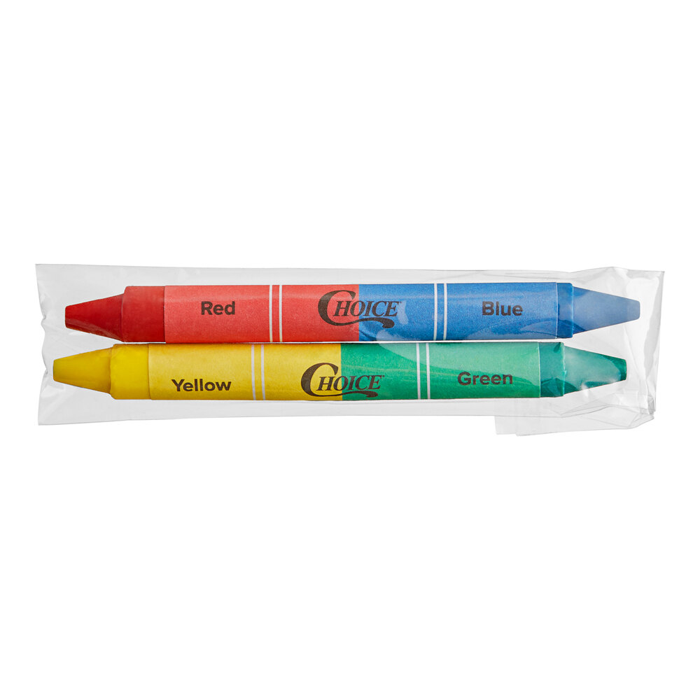 Choice 2-Pack Double-Sided Kids' Restaurant Crayons in Cello Wrap - 250/Case