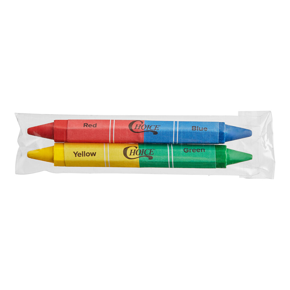 Choice 2-Pack Double-Sided Hexagonal Kids' Restaurant Crayons in Cello Wrap - 1,000/Case