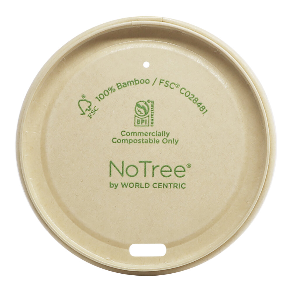 World Centric NoTree 8 oz. Compostable Bamboo Hot Cup Sip Lid - 1,000/Case