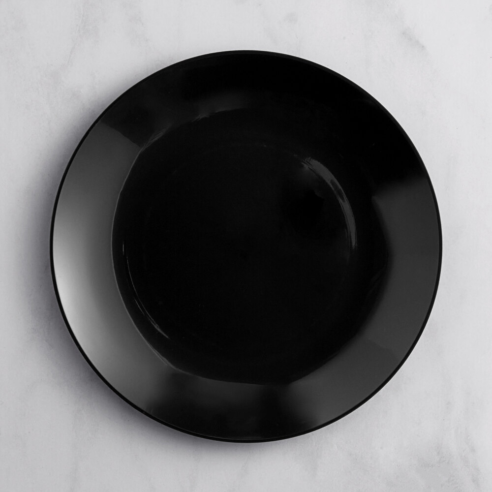 Visions Coupe 10" Black Round Plastic Plate - 12/Sample