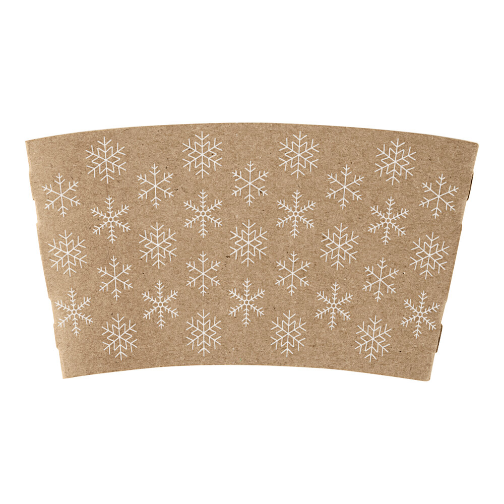 Choice 10-24 oz. Snowflake Printed Coffee Cup Sleeve / Jacket / Collar - 1,800/Case
