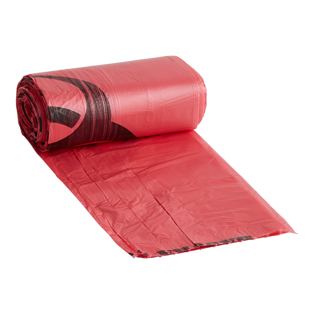 7 Gallon 12 Microns 17" x 18" High Density Red Isolation Infectious Waste Bag / Biohazard Bag - 1,000/Case