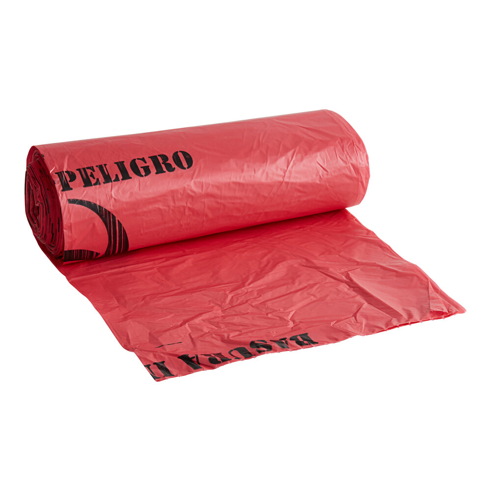 44 Gallon 17 Microns 37" x 50" High Density Red Infectious Waste Isolation Medical Waste Bag / Biohazard Bag - 200/Case