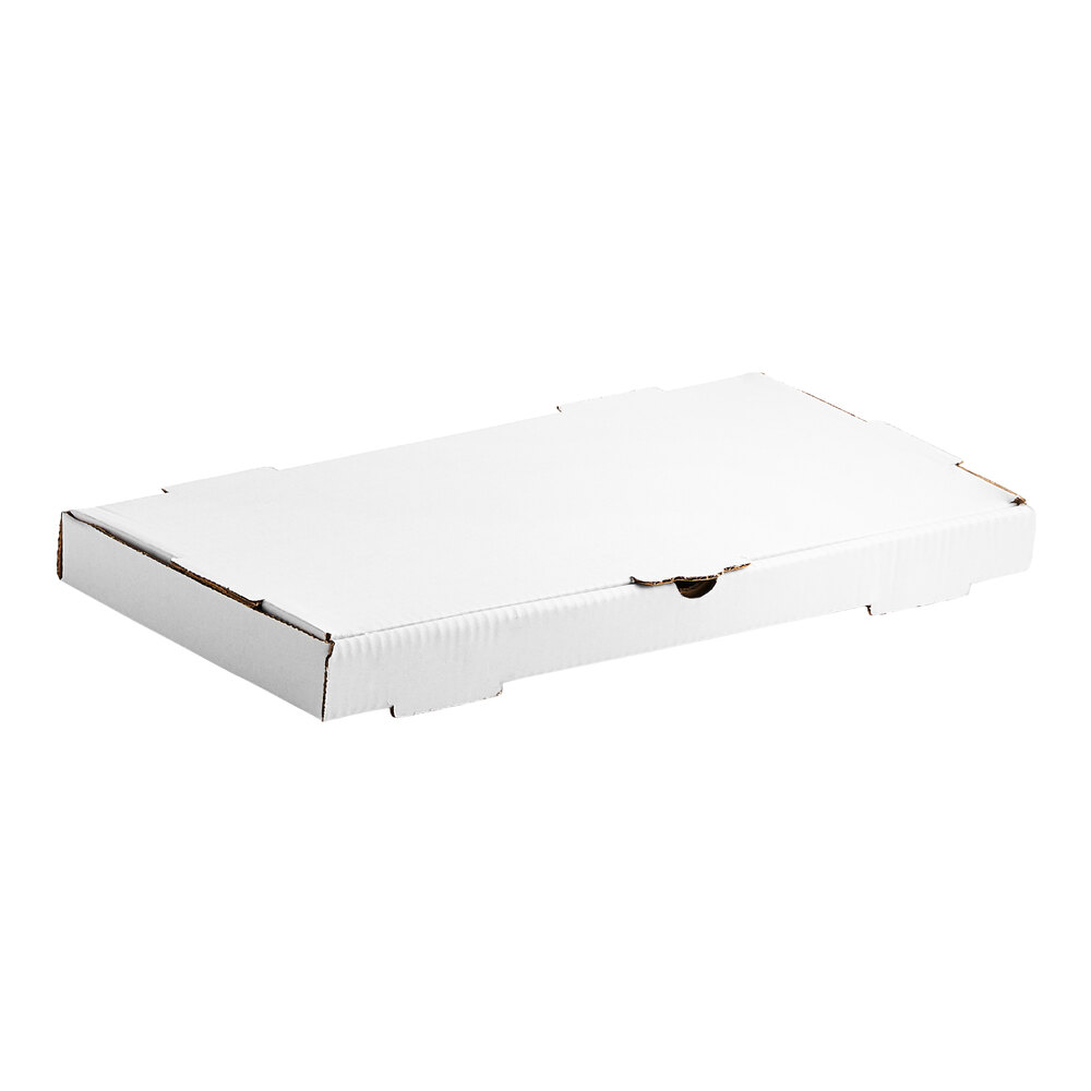 Choice 16" x 8" x 1 1/2" White Customizable Corrugated Plain Flatbread Box - 50/Bundle