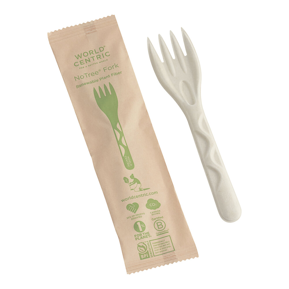 World Centric 6" Wrapped Compostable Fiber Fork - 750/Case