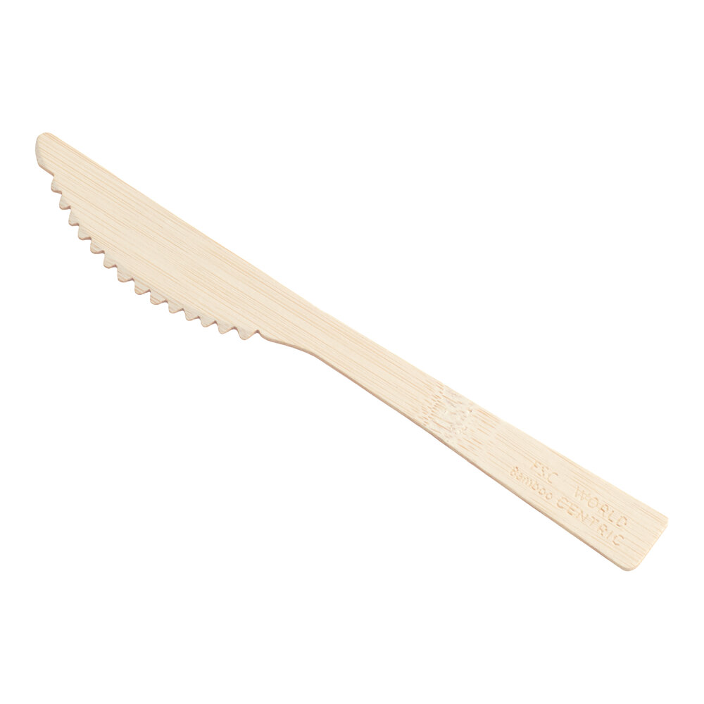 World Centric 6 11/16" Compostable Bamboo Knife - 100/Pack