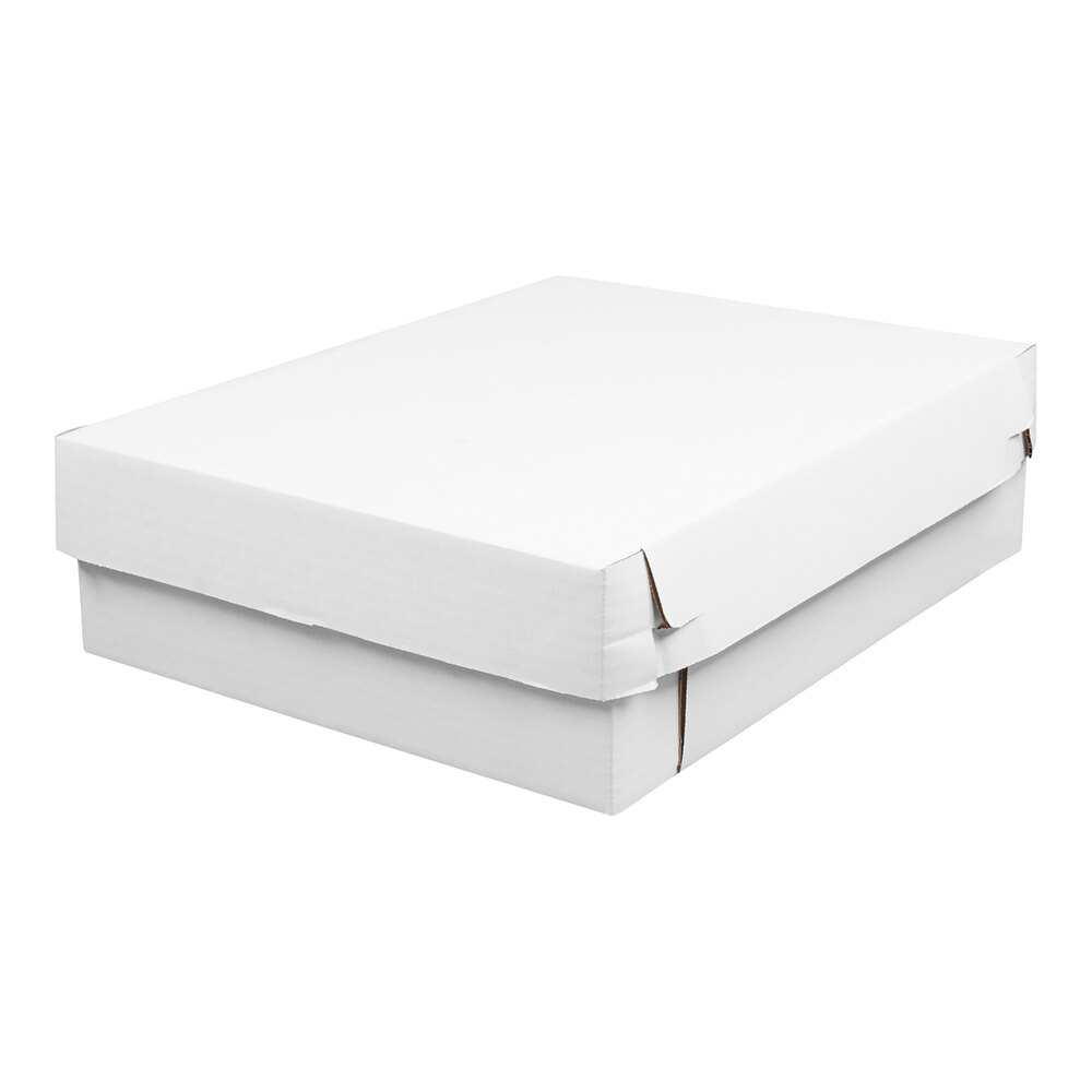 18" x 14" x 5" White Corrugated Half Sheet Cake / Bakery Box with Lid - 25/Bundle