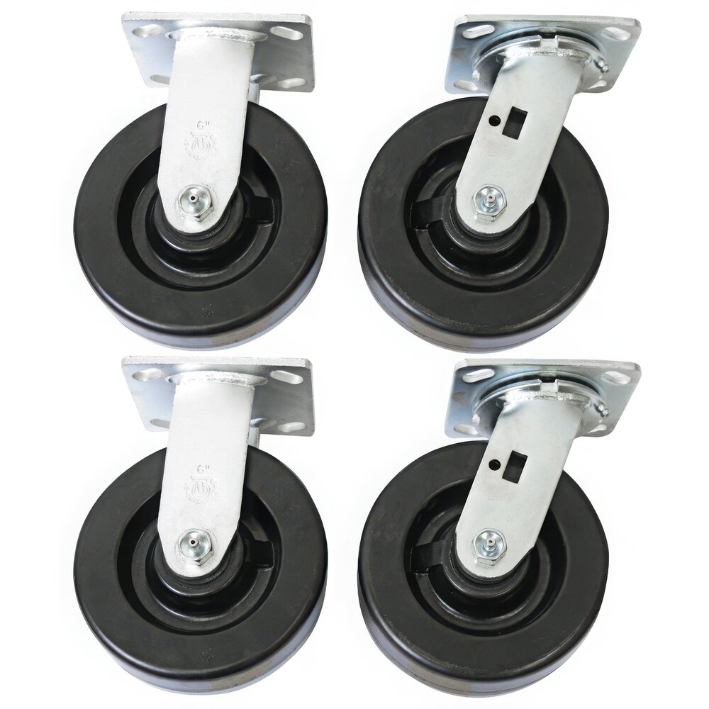 Wesco Industrial Products 3,000 lb. 6" x 2" Phenolic Swivel and Rigid Caster Set for ATP and ASD Series Platform Trucks 250052 - 4/Set