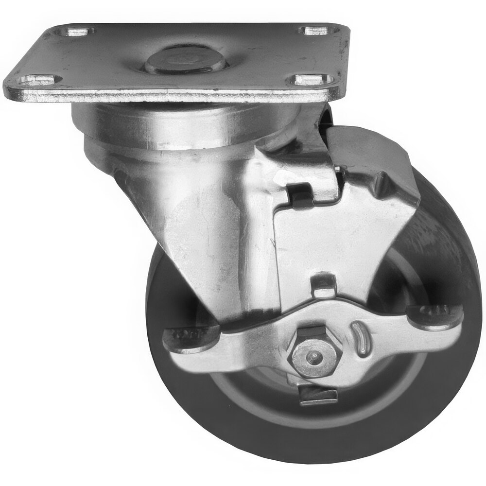 AllPoints 262447 4" Swivel Plate Caster with Brake - 275 lb. Capacity