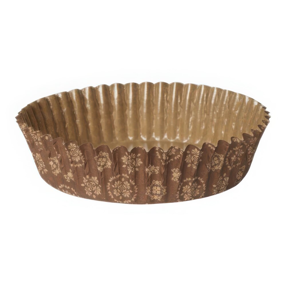 Welcome Home Brands 3 7/8" x 1 3/16" Brown Damask Paper Baking Cup - 1,500/Case