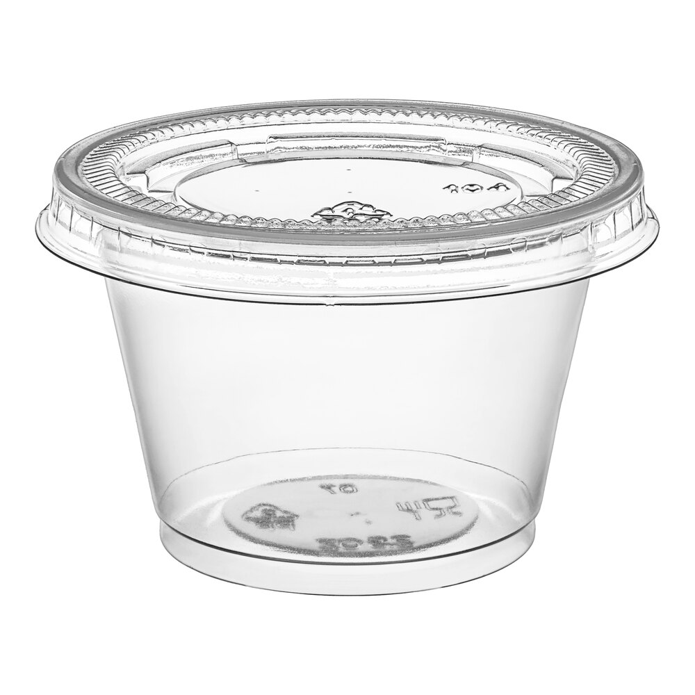 Choice 2.5 oz. Clear Plastic Souffle Cup / Portion Cup with PET Plastic Lid - 100/Case