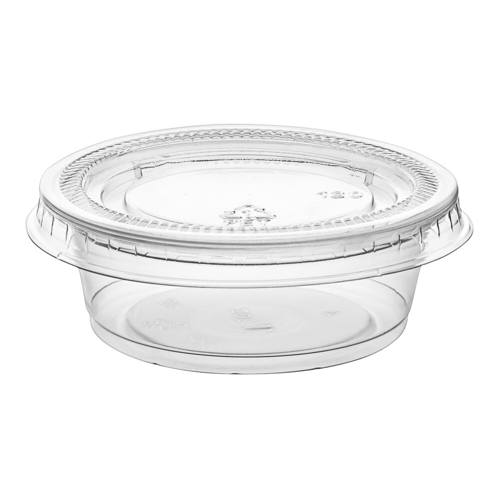 Choice 1.5 oz. Clear Plastic Souffle Cup / Portion Cup with PET Plastic Lid - 100/Case