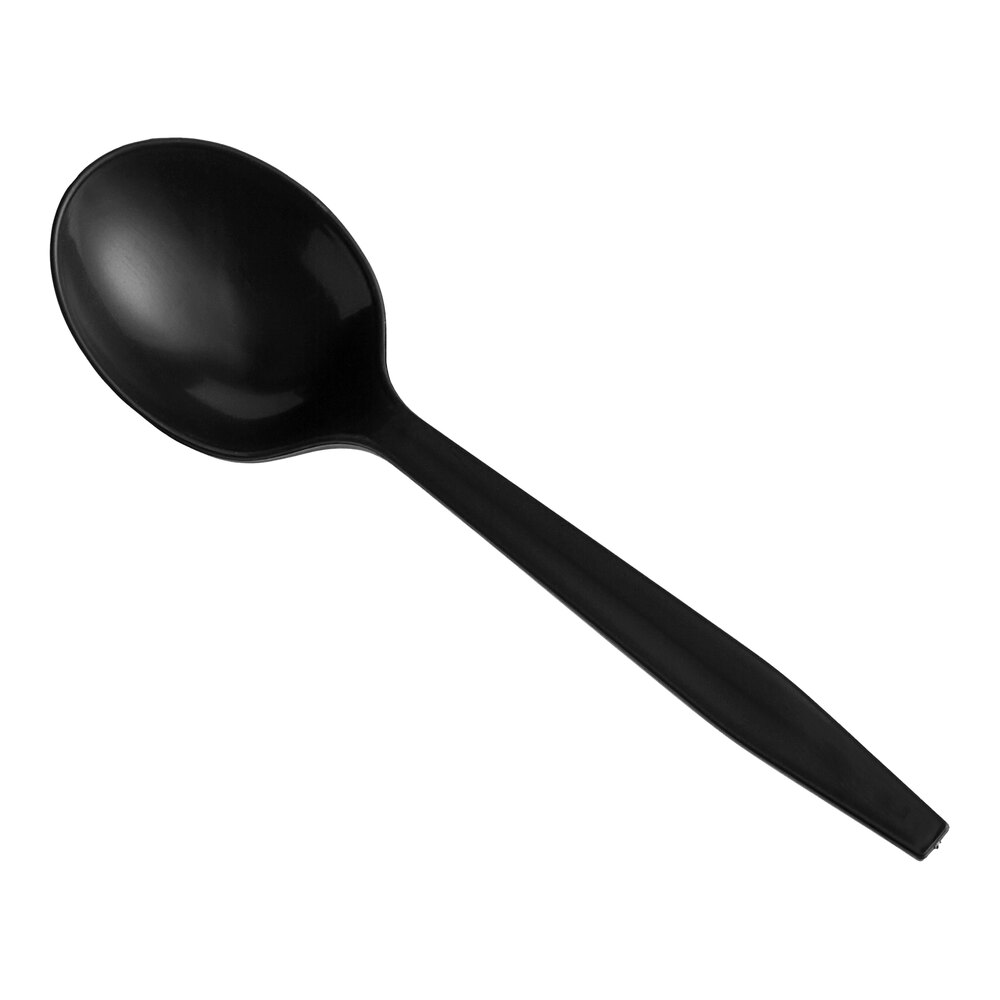 Choice Black Heavy Weight Polypropylene Plastic Soup Spoon - 100/Pack