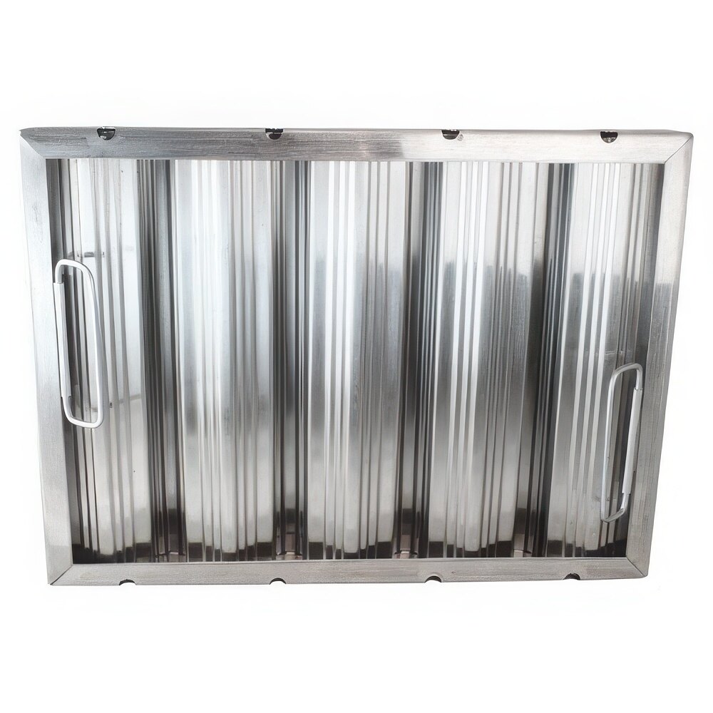 AllPoints 263891 12"(H) x 16"(W) x 2"(T) Stainless Steel Hood Filter - Ridged Baffles
