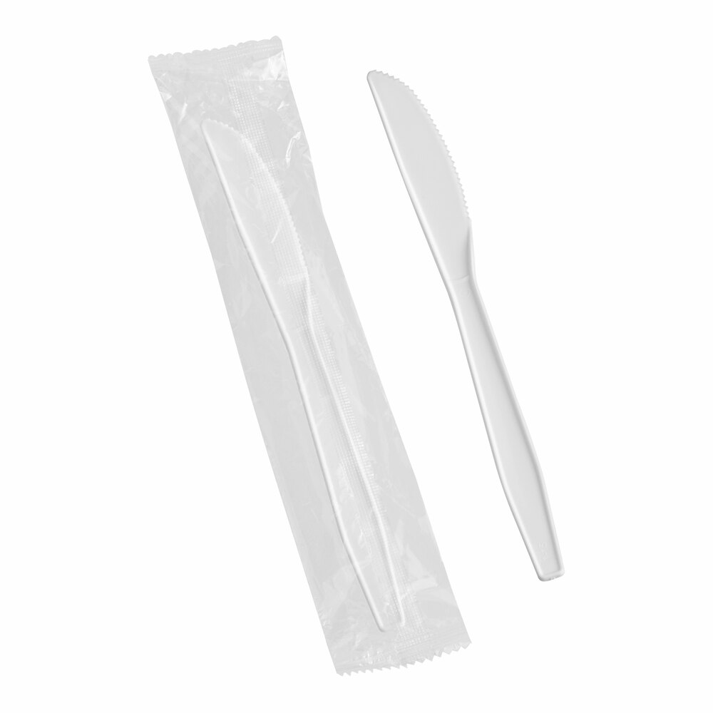 Choice White Heavy Weight Wrapped Polypropylene Plastic Knife - 1,000/Case