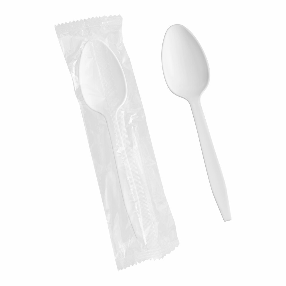 Choice White Heavy Weight Wrapped Polypropylene Plastic Teaspoon - 1,000/Case