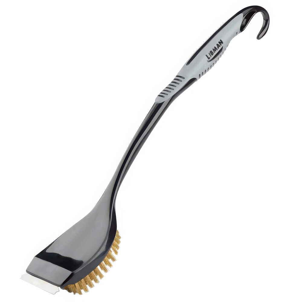 Libman 529 Black Long Handle BBQ Brush with Scraper - 6/Pack