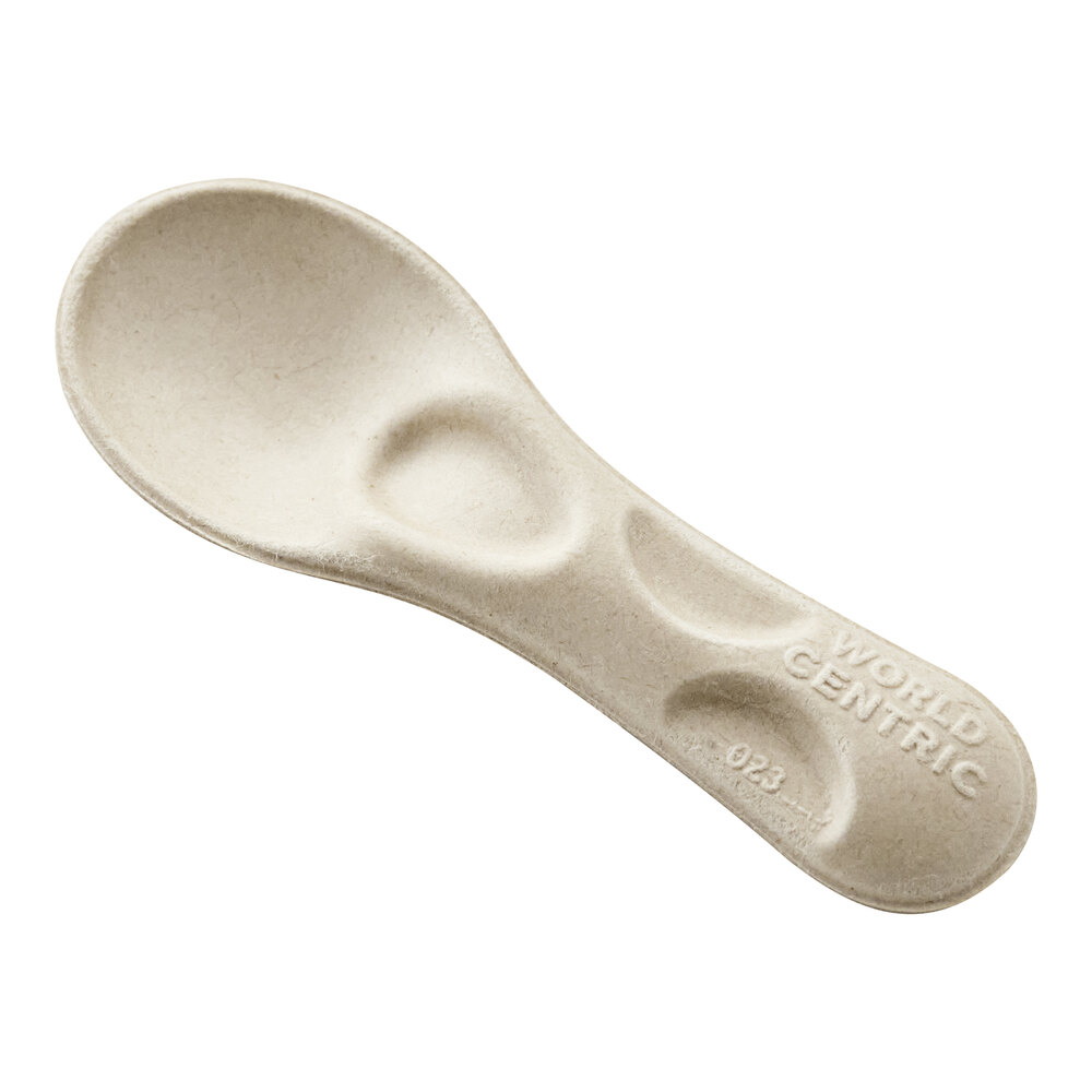 World Centric 3" Compostable Fiber Tasting Spoon - 3,000/Case