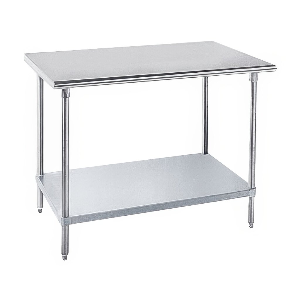 Advance Tabco GLG-4811 48" x 132" 14 Gauge Stainless Steel Work Table with Galvanized Undershelf