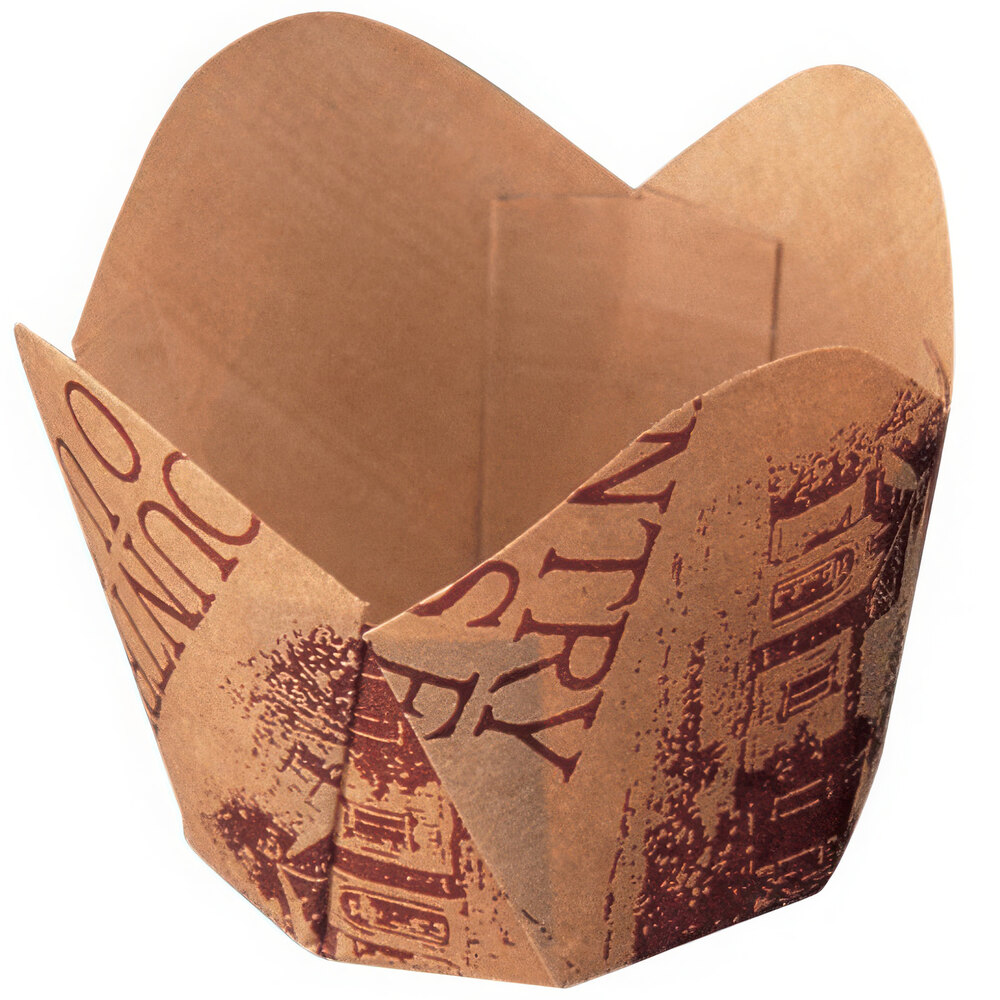 Welcome Home Brands 2" x 2" Brown "Country Home" Scalloped Baking Cup - 500/Case