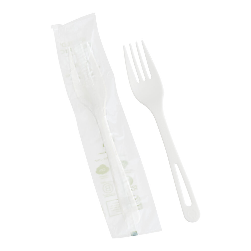 World Centric 6 5/16" Wrapped Compostable TPLA Fork - 750/Case