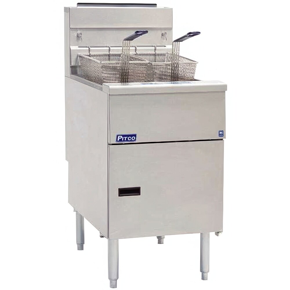 Pitco® SG18SSSTC Natural Gas 70-90 lb.Floor Fryer with Solid State Millivolt Controls - 140,000 BTU