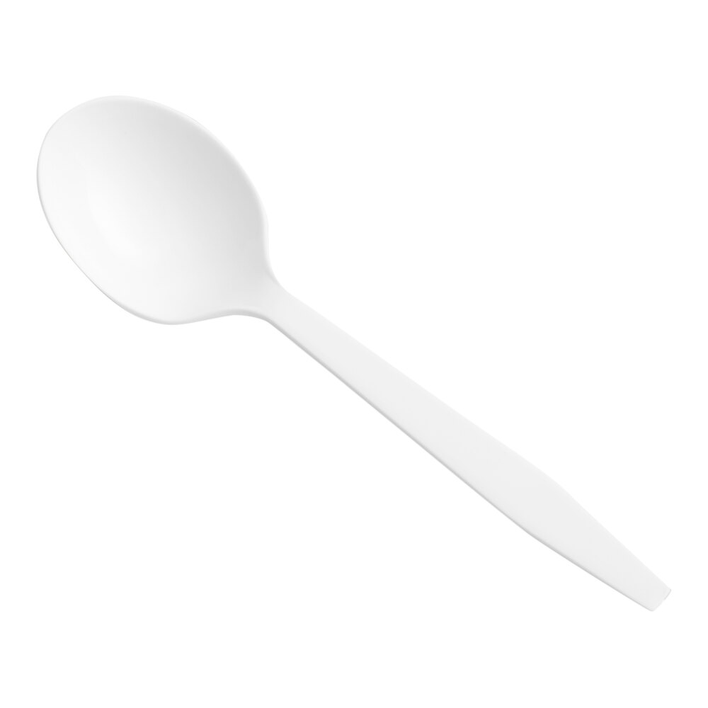 Choice White Heavy Weight Polypropylene Plastic Soup Spoon - 100/Pack