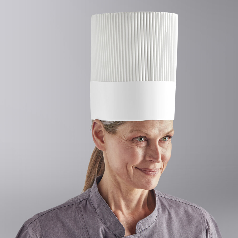 Choice 9" White Corrugated Disposable Chef Hat, Fully Formed - 12/Case