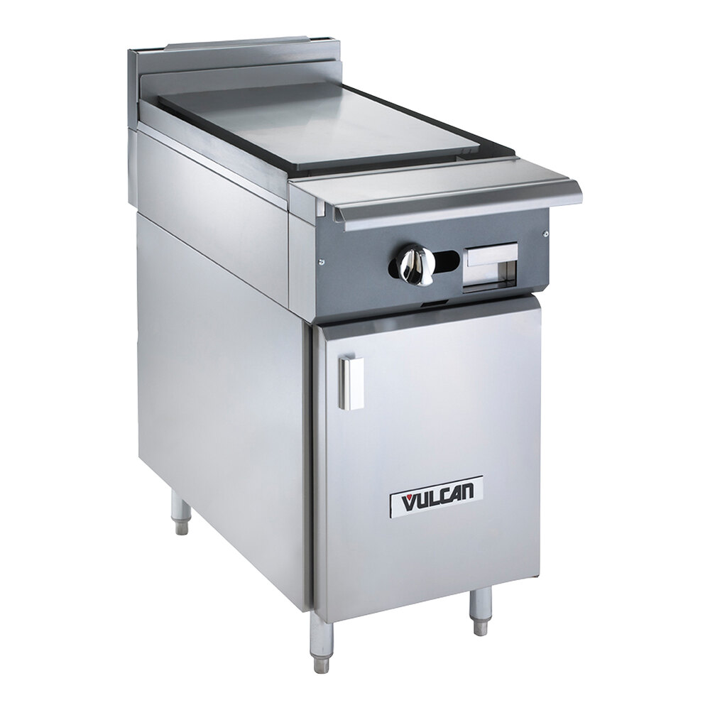 Vulcan V1P18B-NAT V Series Natural Gas 18" Heavy-Duty Plancha Range with Cabinet Base - 17,500 BTU