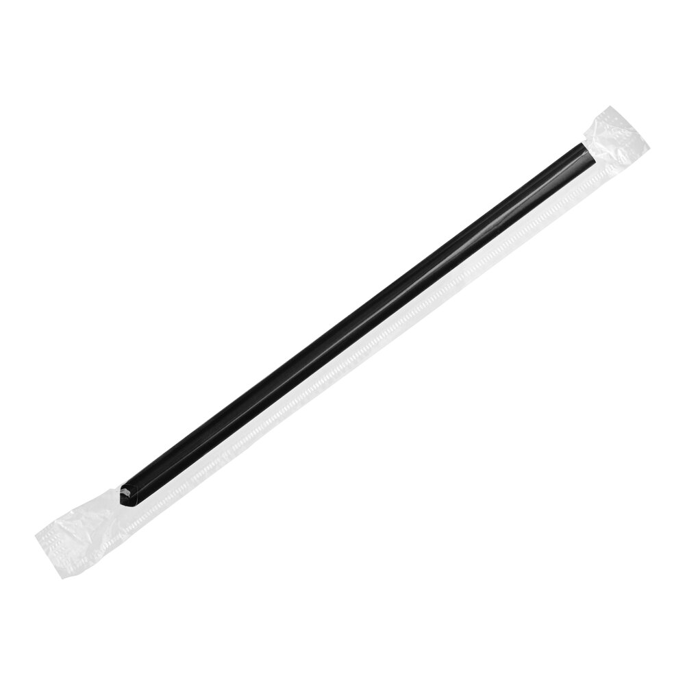 Choice 9" Black Pointed Wrapped Smoothie Straw - 1,600/Case
