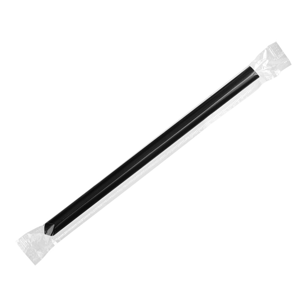 Choice 9" Black Extra Wide Pointed Wrapped Boba Straw - 1,600/Case