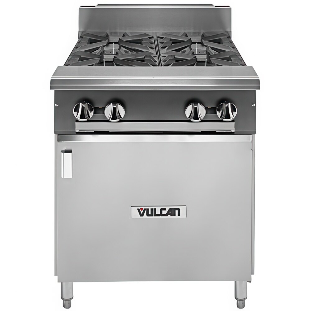 Vulcan V4B24B-LP V Series Liquid Propane 4 Burner 24" Heavy-Duty Range with Cabinet Base - 132,000 BTU