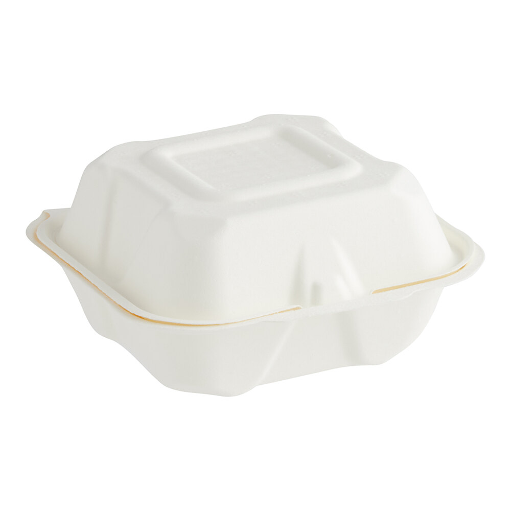 Fabri-Kal Greenware 6" x 6" 1-Compartment Plant Fiber Blend Hinged Container - 450/Case