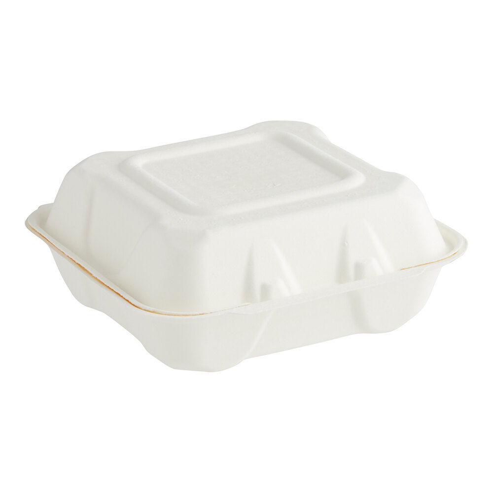 Fabri-Kal Greenware 8" x 8" 1-Compartment Plant Fiber Blend Hinged Container - 200/Case