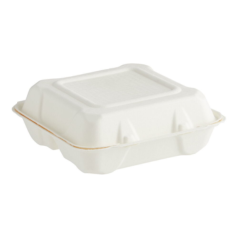 Fabri-Kal Greenware 9" x 9" 3-Compartment Plant Fiber Blend Hinged Container - 200/Case